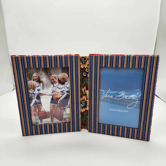 Vera Bradley Double Picture Frame Villa Red Retired Pattern Mothers Day Gift - Picture 8 of 8